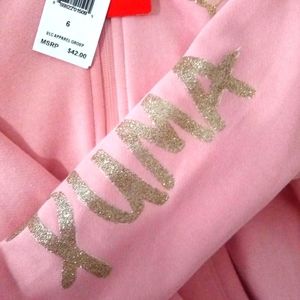 NWT 6T Pink gold glitter PUMA hooded zip up Jacket